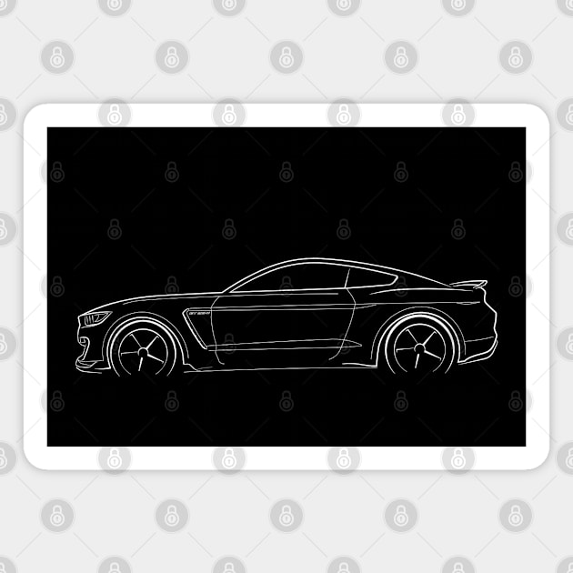 Ford GT350 Mustang - profile stencil, white Magnet by mal_photography